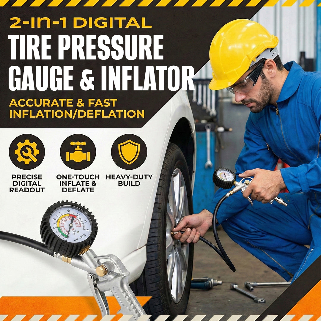 Pro-Grade 2-in-1 Digital Tire Pressure Gauge & Inflator