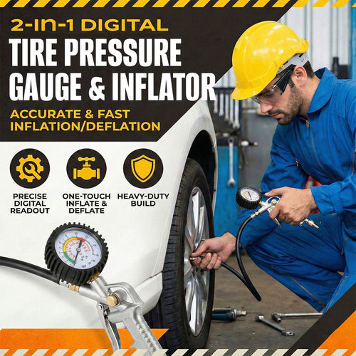 Pro-Grade 2-in-1 Digital Tire Pressure Gauge & Inflator