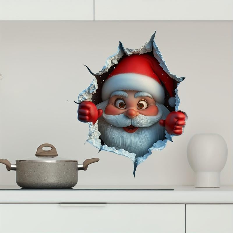 Christmas Santa Creative Wall Sticker – Peel & Stick Holiday Decor | Damage-Free, Festive Home Déco