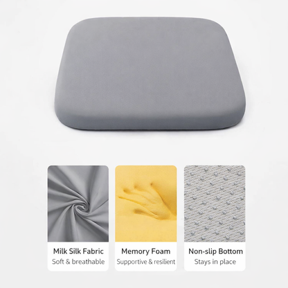 Comfort Memory Foam Seat Cushion – Slow-Rebound Support, Breathable Milk Silk Cover, Anti-Slip Design