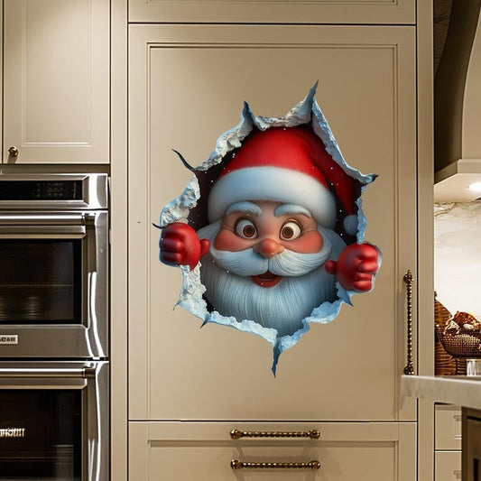 Christmas Santa Creative Wall Sticker – Peel & Stick Holiday Decor | Damage-Free, Festive Home Déco