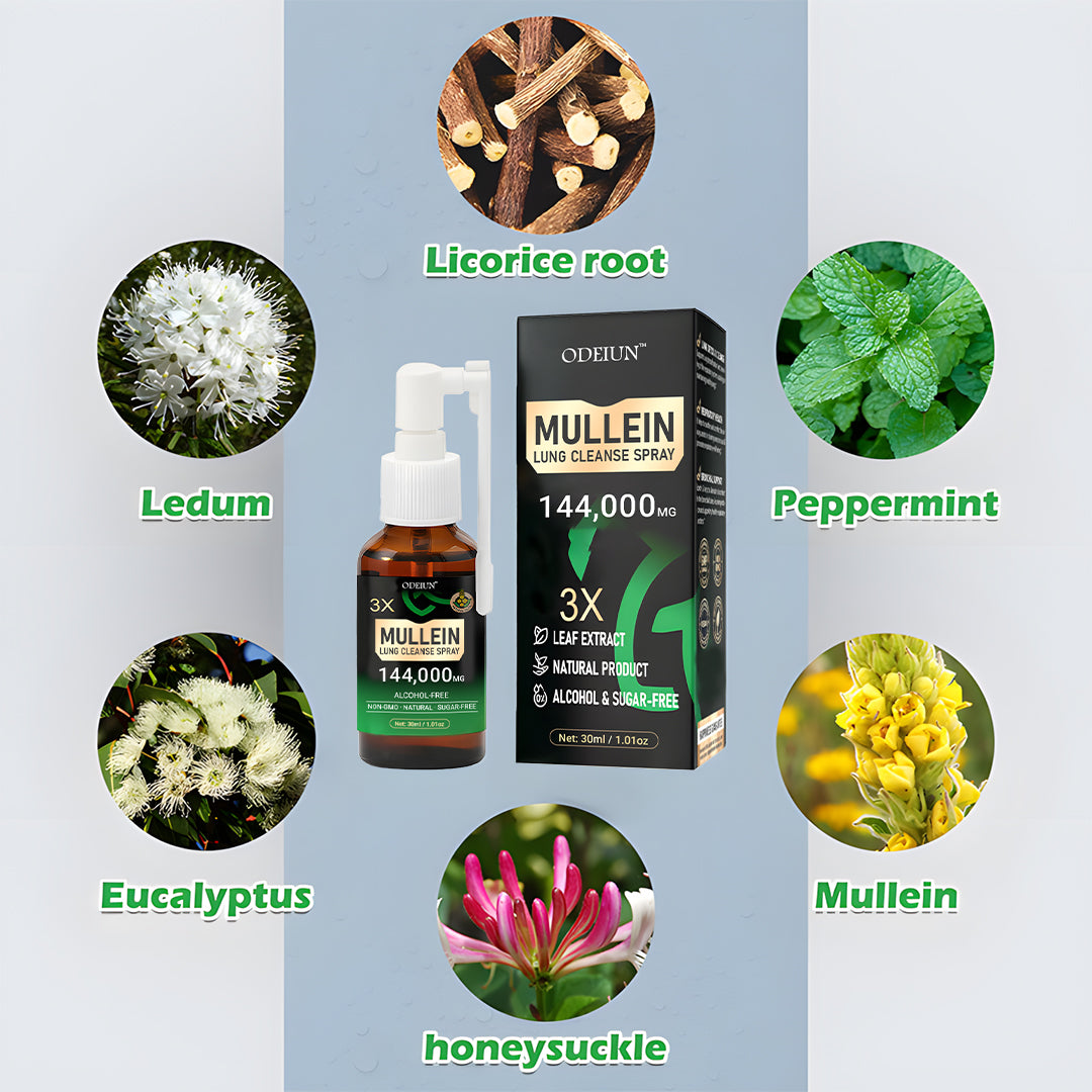 🌿 ODEIUN® 3X Concentrated Mullein Lung Cleanse Spray — Advanced Respiratory Detox & Clear Breathing