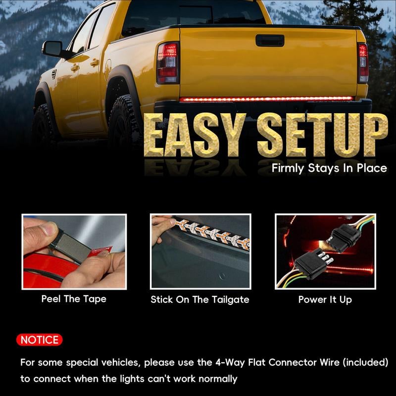 Triple-Row LED Tailgate Light Bar - 5-Function Weatherproof Strip