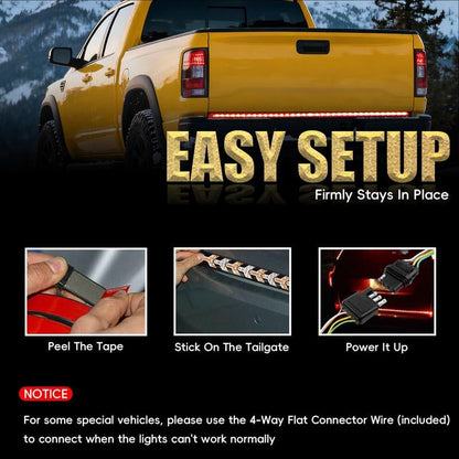 Triple-Row LED Tailgate Light Bar - 5-Function Weatherproof Strip