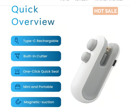 ODEIUN™ 2-in-1 Mini Bag Sealer & Cutter | USB Rechargeable Handheld Heat Sealer for Snack Preservation 🍪🔋
